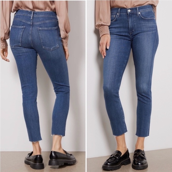Agolde Sophie Crop Raw Hem Comfort Stretch Skinny Jean Dark Wash A018-3005 Sz 25 - Picture 10 of 10